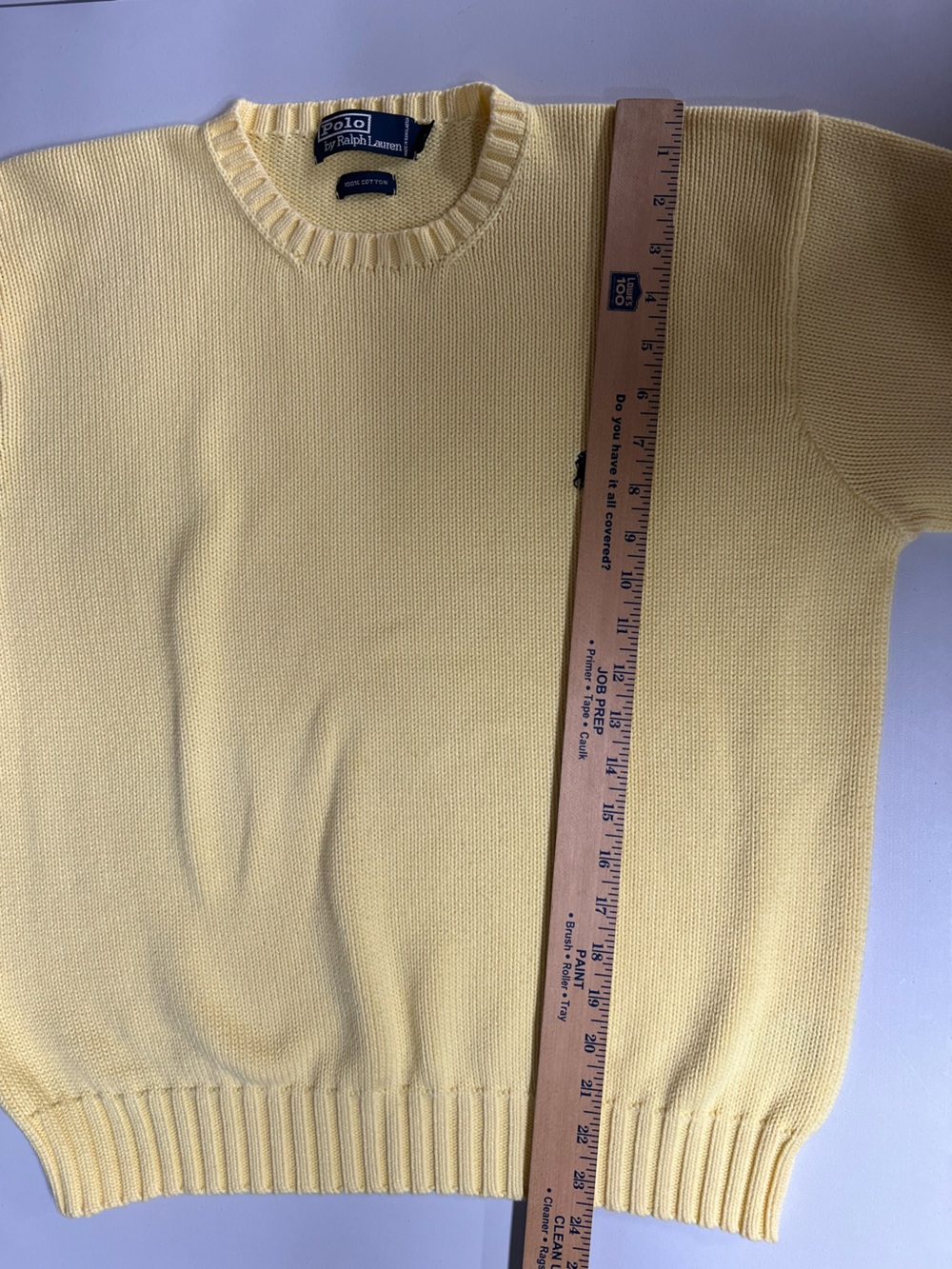 Polo Ralph Lauren Yellow Crewneck Pullover Sweater 100% Cotton Mens Medium - Picture 5 of 6